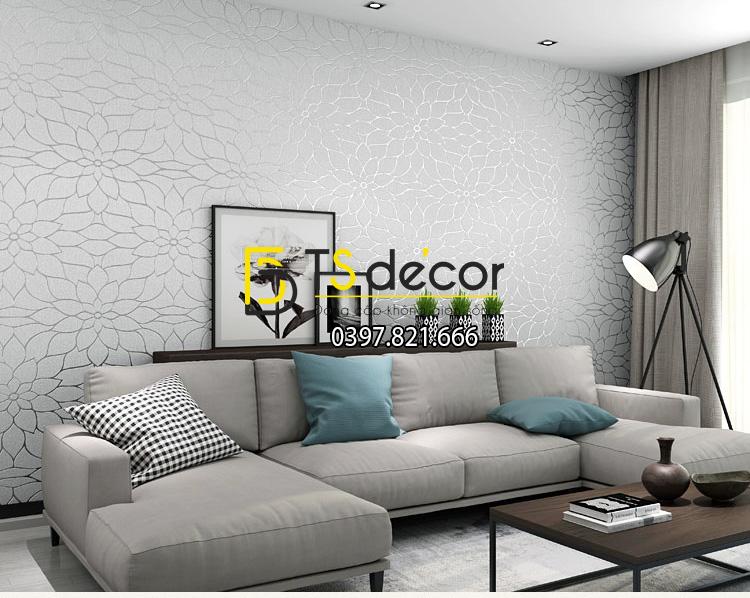Bề mặt Giấy dán tường hoa cúc 3D161 màu trắng