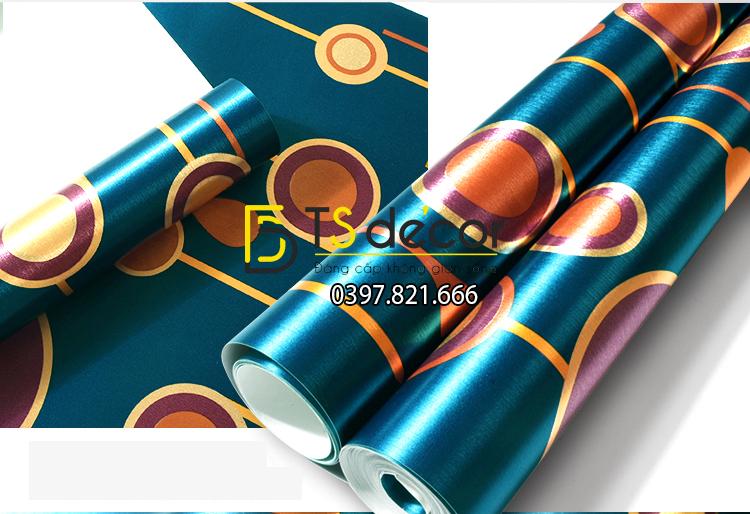 Giấy dán tường phòng hát karaoke họa tiết ngọc rơi 3D051 nền xanh.