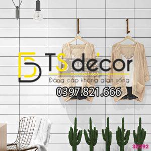 Giấy dán tường hình chữ nhật trắng đen hiện đại 3D292 shop quần áo