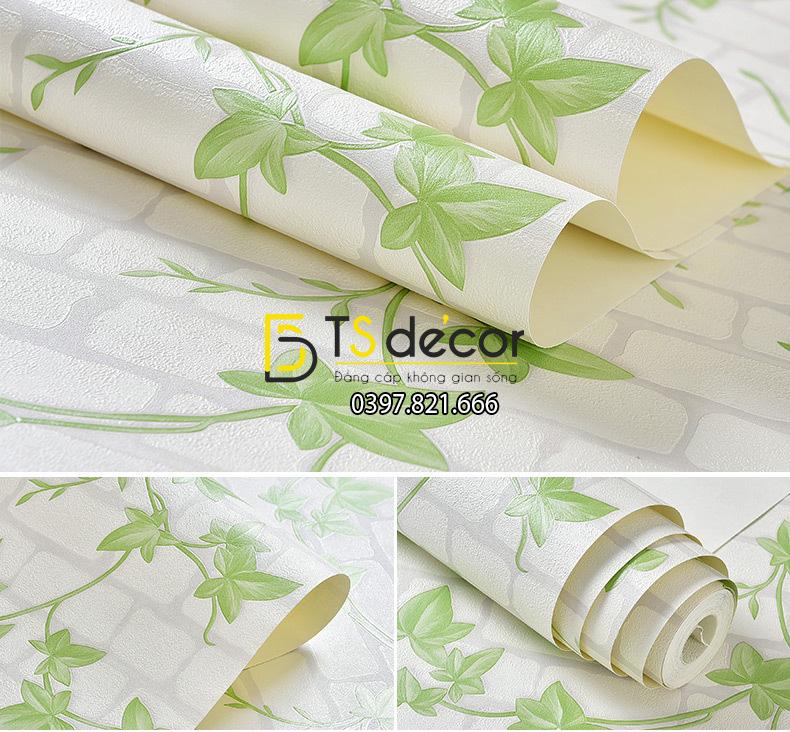 Bề mặt Giấy dán tường dây leo cuốn gạch 3D121 màu trắng (35101)