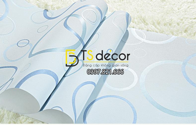Bề mặt Giấy dán tường họa tiết vòng tròn màu lam