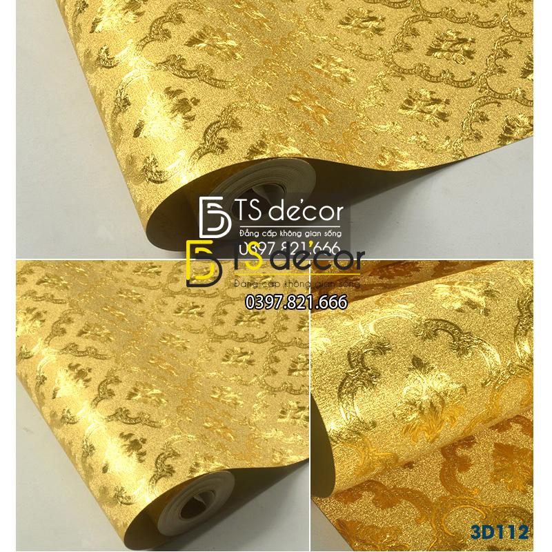 Giấy dán tường nền vàng phong cách hoàng gia 3D112
