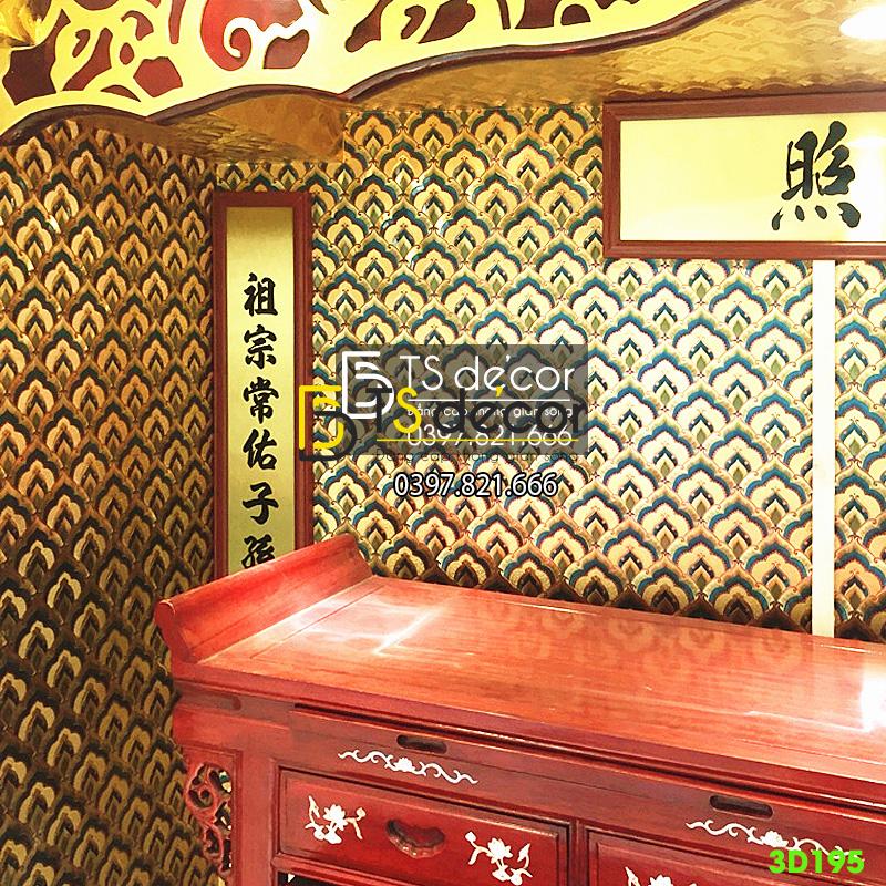 Giấy dán tường họa tiết phật giáo trang trí đền chùa phòng thờ 3D195