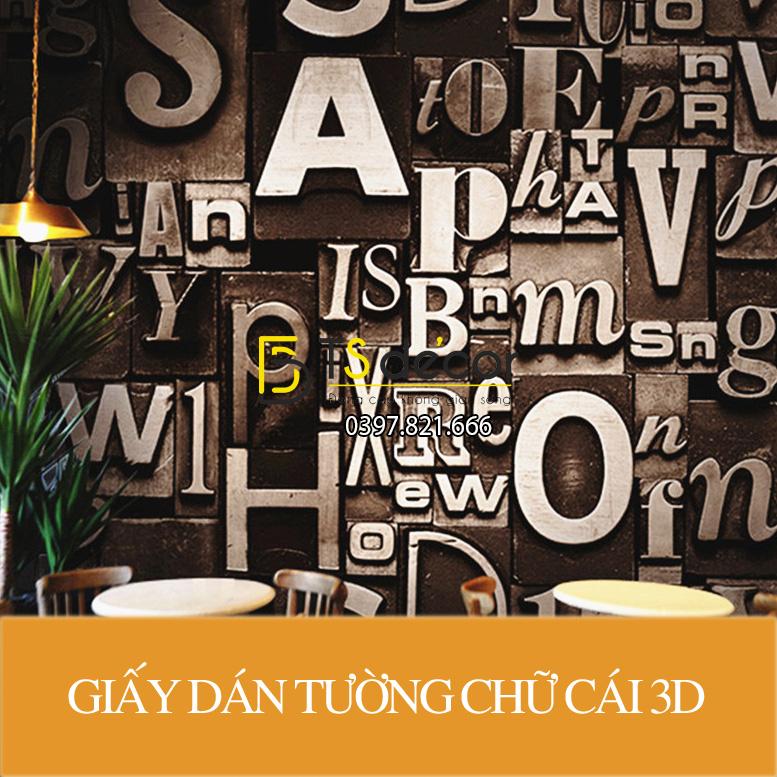 Giấy dán tường chữ cái màu nâu nhạt 3D111