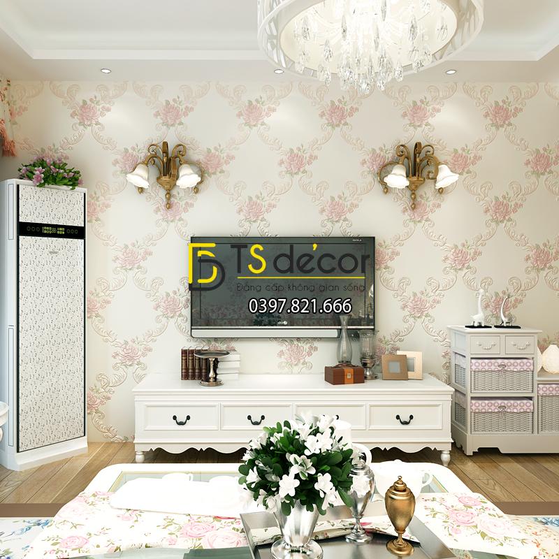 Giấy dán tường phòng khác countryside 3D149 màu hồng