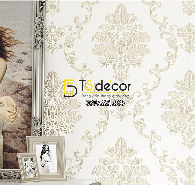 5 màu giấy dán tường 3D dập nổi họa tiết hoa kiểu Châu Âu 3D003