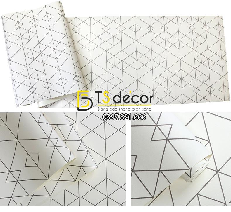 Bề mặt Giấy dán tường tam giác hiện đại trắng đen 3D152
