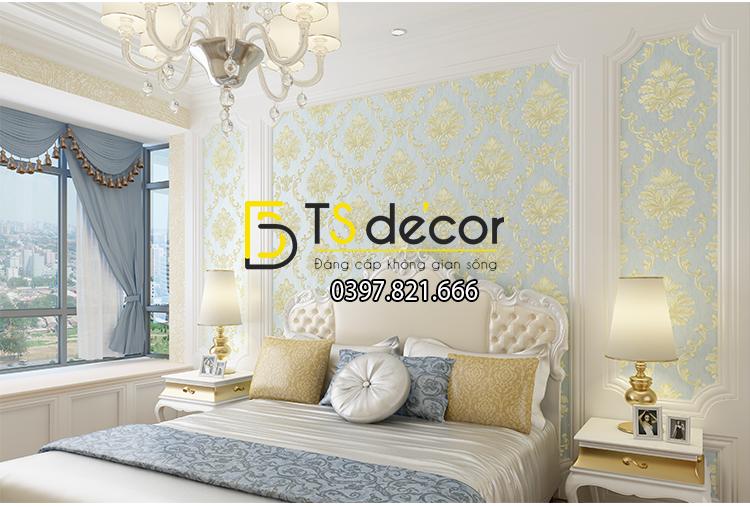 5 màu giấy dán tường 3D dập nổi họa tiết hoa kiểu Châu Âu 3D003