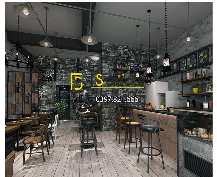 Giấy dán tường họa tiết bảng đen phấn trắng 3D158 mẫu tối trang trí quán cà phê
