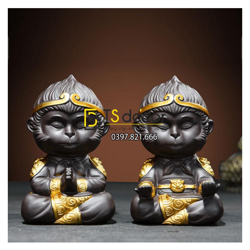 Đồ gốm trang trí tượng đại thánh ngồi thiền DTT01