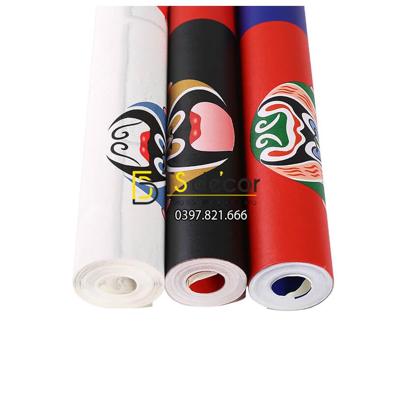 3 màu mẫu Giấy dán tường mặt nạ tuồng chèo 3D316