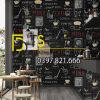 Giấy dán tường cafe trà sữa 3D319 màu đen vintage Giấy dán tường cafe trà sữa 3D319 màu đen vintage