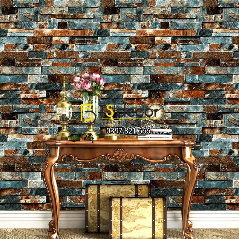 Giấy dán tường giả đá vỡ retro hoài cổ 3D315