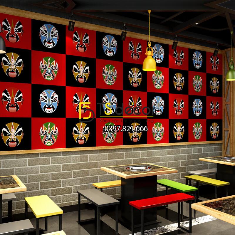 Giấy dán tường mặt nạ tuồng chèo 3D316