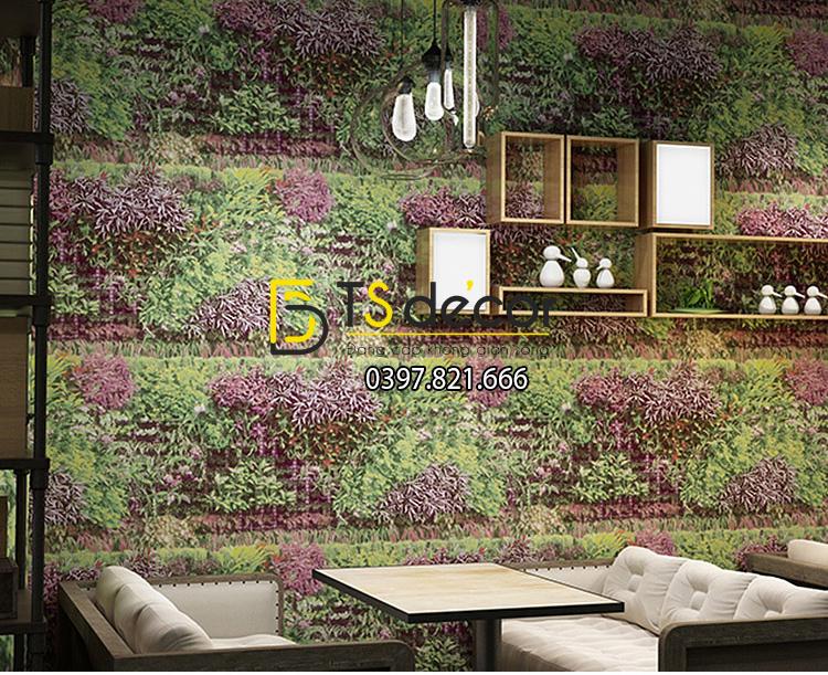 Giấy dán tương bụi cỏ 3D324 trang trí quán cafe trà sữa
