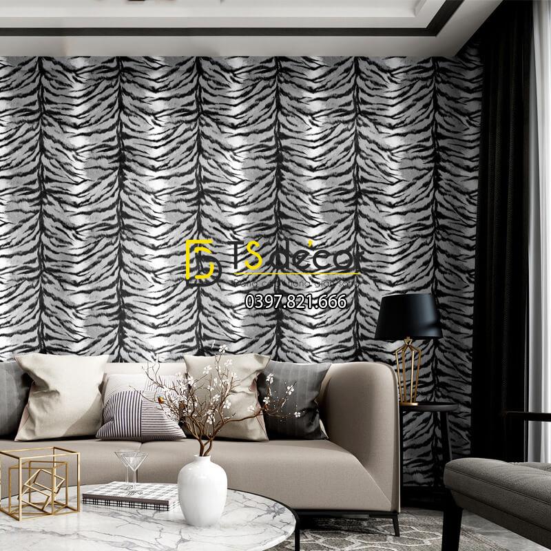 Giấy dán tường họa tiết da hổ 3D321 dán phòng khách