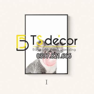 Tranh treo tường gấu thổi bóng bay