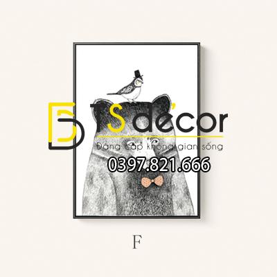 Tranh treo tường gấu xám