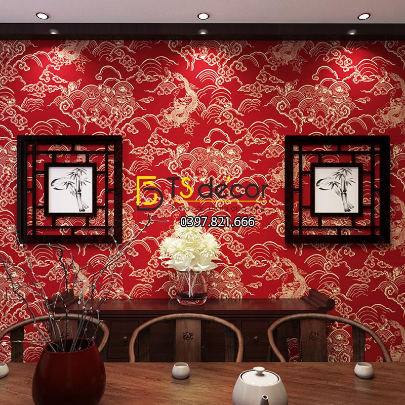 Giấy dán tường rồng mây 3D332