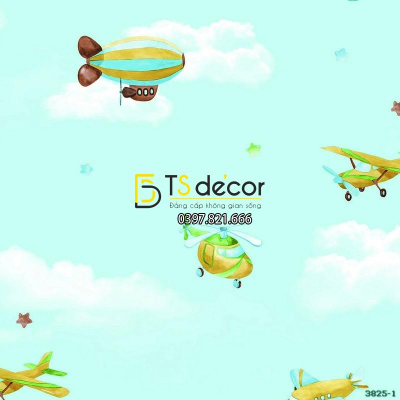 GIẤY DÁN TƯỜNG HÀN QUỐC KHINH KHÍ CẦU PHÒNG TRẺ EM BASE 3825-1