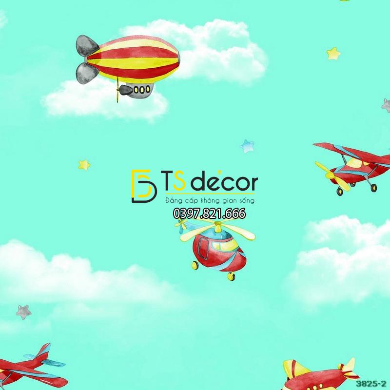 GIẤY DÁN TƯỜNG HÀN QUỐC KHINH KHÍ CẦU PHÒNG TRẺ EM BASE 3825-2