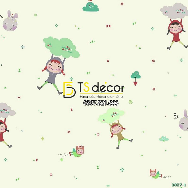 GIẤY DÁN TƯỜNG HÀN QUỐC PHÒNG TRẺ EM BASE 3827-1
