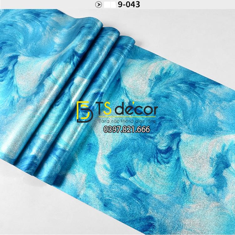Bề mặt Giấy dán tường mực loang 3D336 tông xanh dương