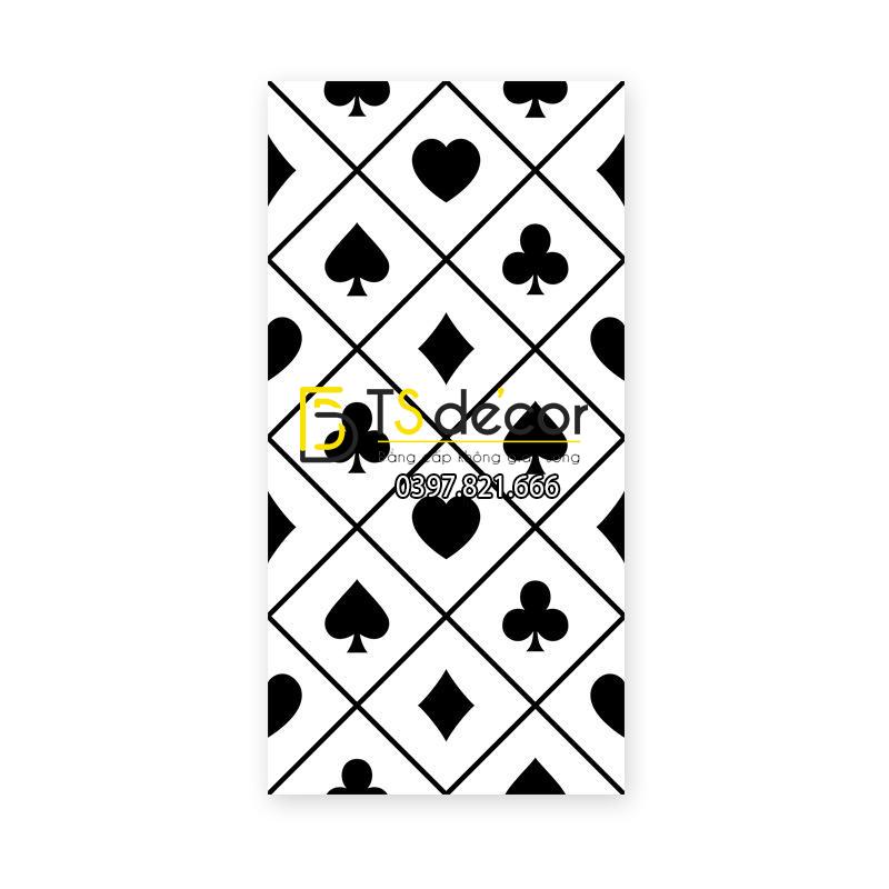 Ảnh thực tế giấy dán tường họa tiết bài tây đen trắng 3D334