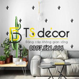 Giấy dán tường 3D họa tiết xương rồng đen trắng 3D335