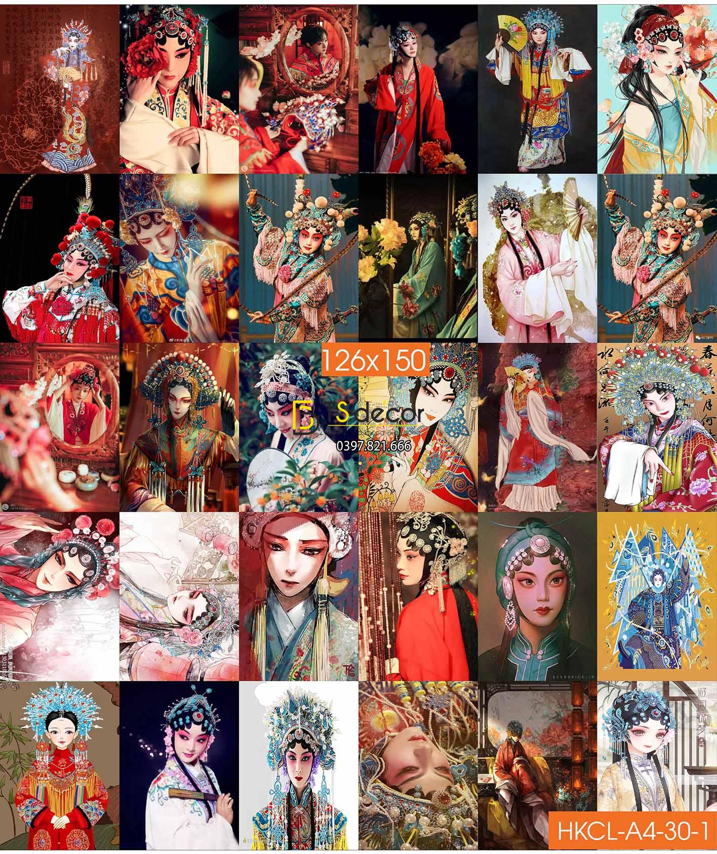 Combo 30 tờ Decal dán tường Cải Lương Kinh Kịch