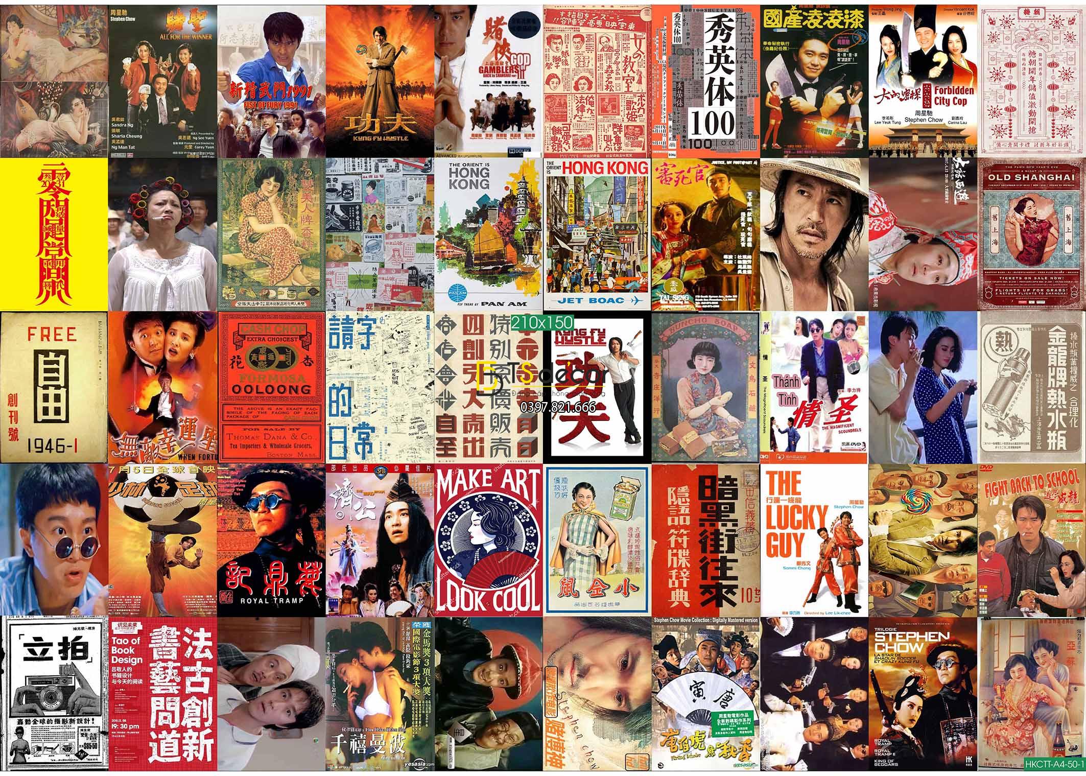 Combo 50 tờ Decal dán tường Châu Tinh Trì