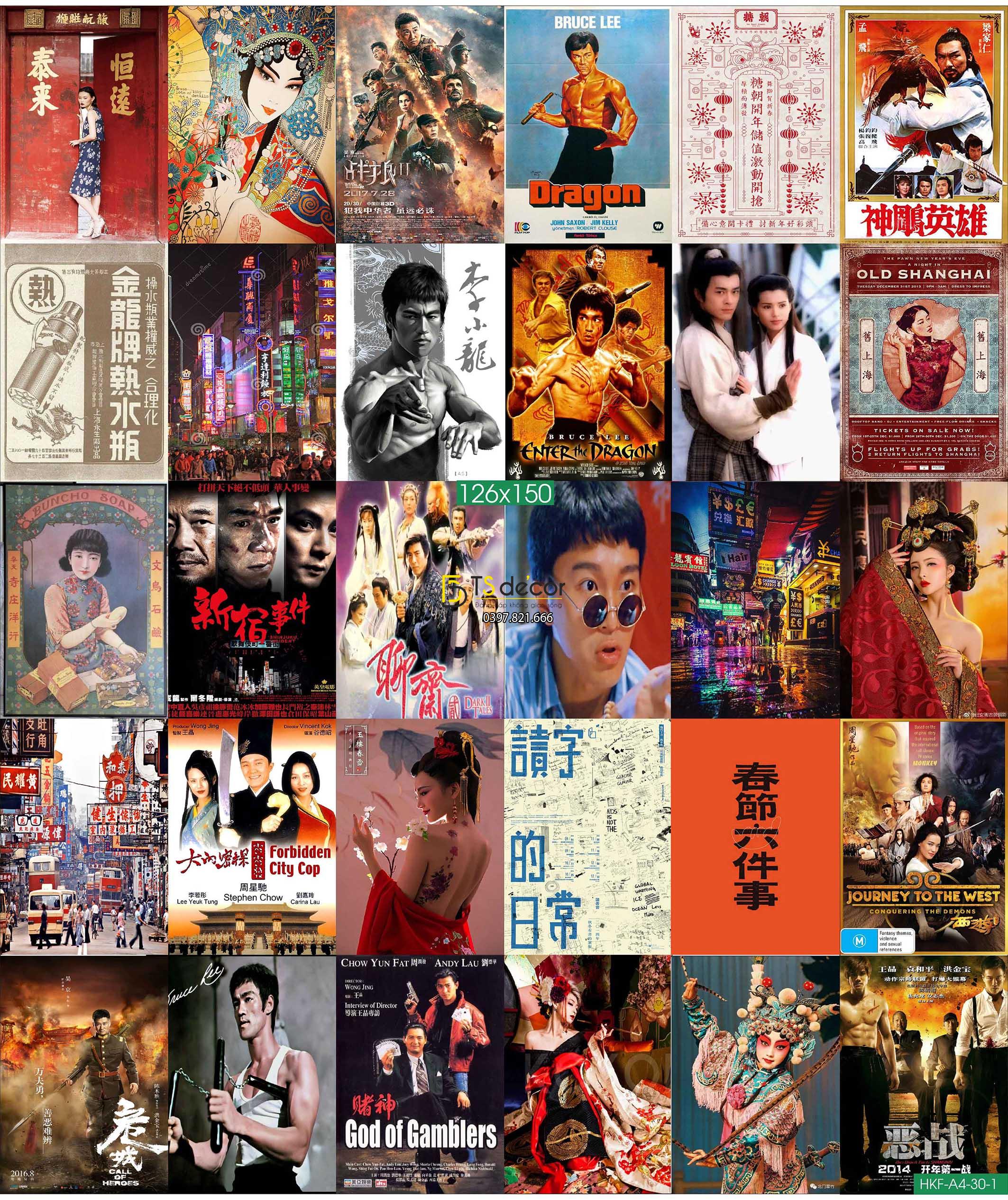 Decal dán tường chủ đề Hong Kong chuyên dán trà chanh trà sữa