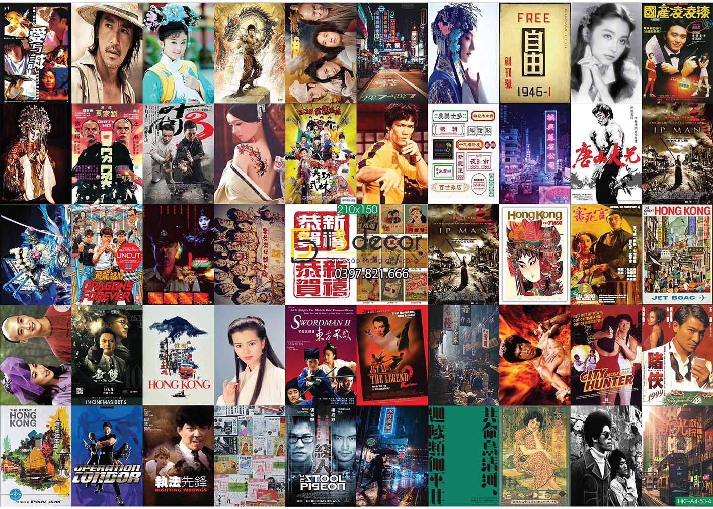 Combo 50 tờ Decal dán tường Hong Kong Hot Trend 2021 Khổ A4,A5