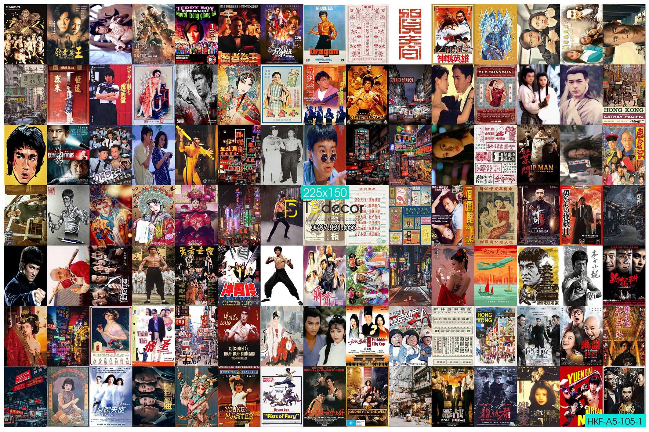 Combo 105 tờ Decal dán tường Hong Kong Trend 2021 Khổ A4,A5