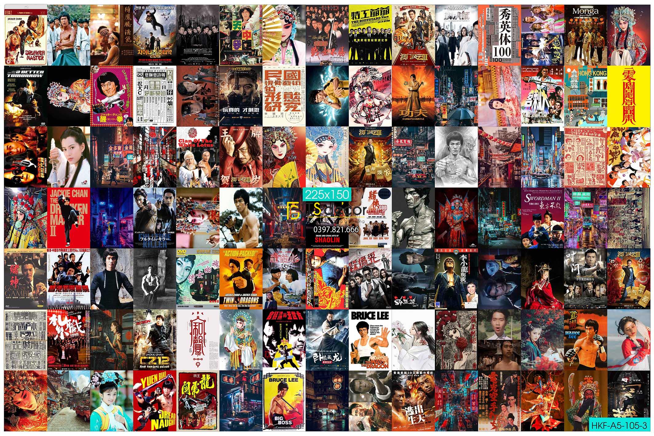 Combo 105 tờ Decal dán tường Hong Kong Hot Trend Khổ A4,A5