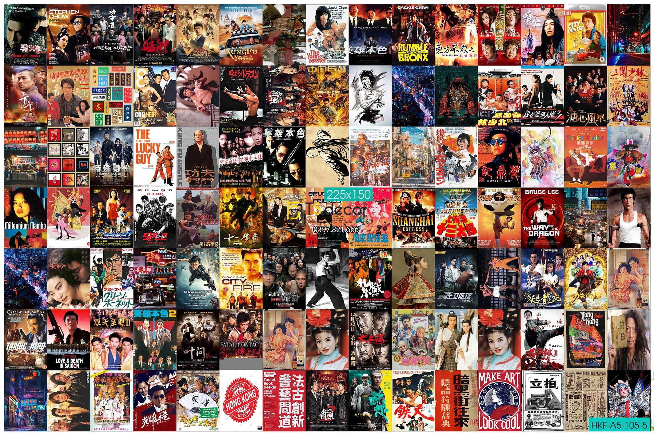 Combo 105 tờ Decal dán tường Hong Kong Khổ A4,A5