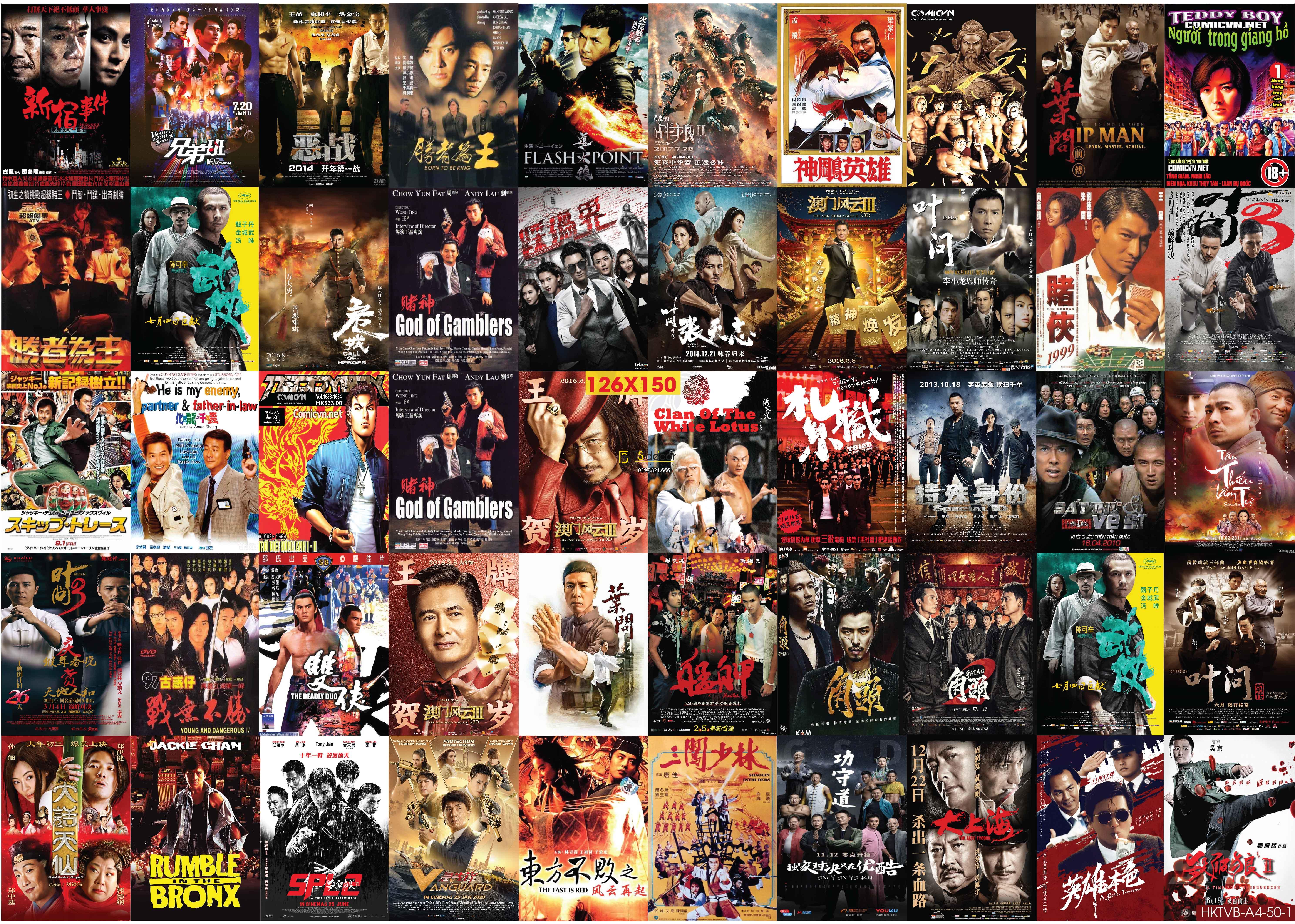 Combo 50 tờ Decal dán tường Hong Kong TVB Khổ A4,A5