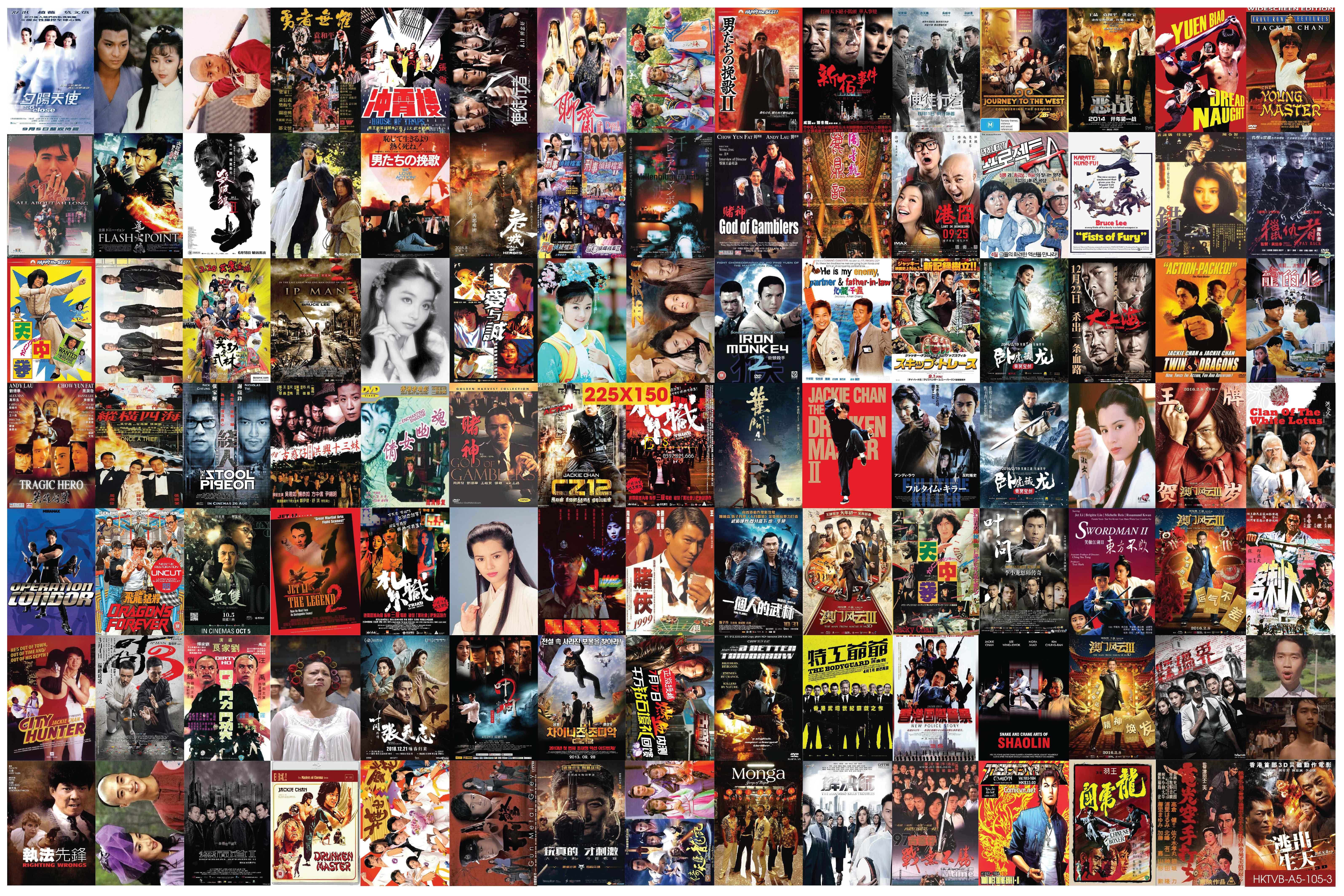 Combo 105 tờ Decal dán tường Hong Kong TVB Khổ A4,A5