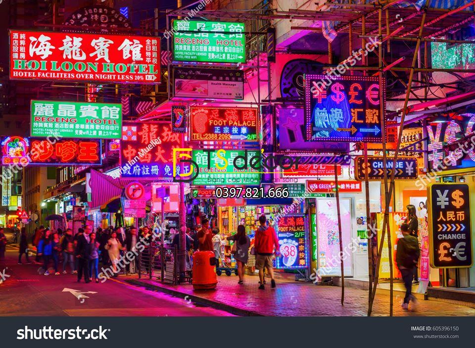 Tranh dán tường đường phố - hẻm phố hong kong