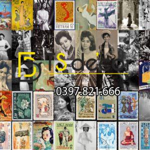 Combo 50 hình Decal Con Tem Việt Nam Xưa Khổ A5 A4