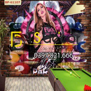 Tranh dán tường 3D Quán Bida, Club Bi-a, Billiard Pub đẹp và cá tính BI-A01