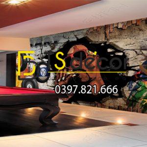 Tranh dán tường 3D Quán Bida, Club Bi-a, Billiard Pub đẹp và cá tính BI-A02
