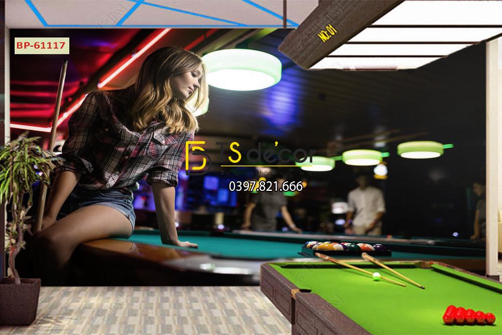 Tranh dán tường 3D Quán Bida, Club Bi-a, Billiard Pub đẹp và cá tính BI-A03