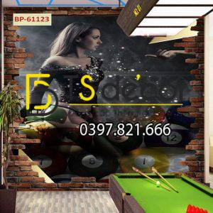 Tranh dán tường 3D Quán Bida, Club Bi-a, Billiard Pub đẹp và cá tính BI-A04