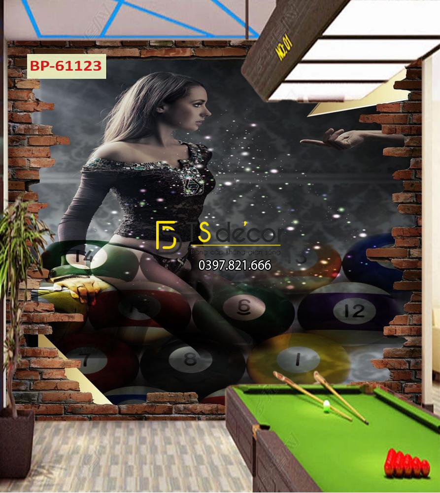 Tranh dán tường 3D Quán Bida, Club Bi-a, Billiard Pub đẹp và cá tính BI-A04
