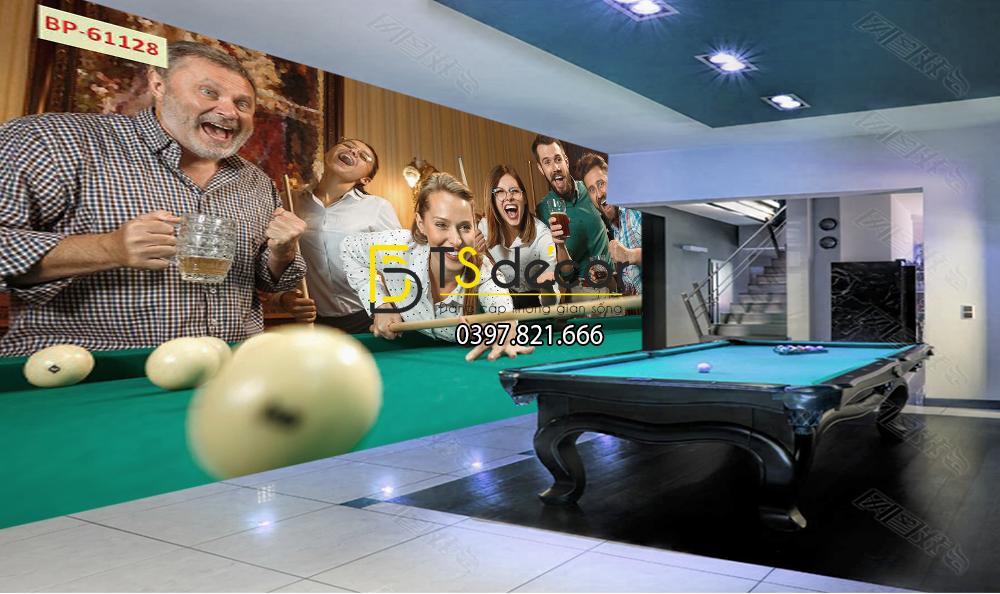 Young smiling men and women playing billiards at office or home after work. Business colleagues involving in recreational activity. Friendship, leisure activity, game concept. Human emotions concepts