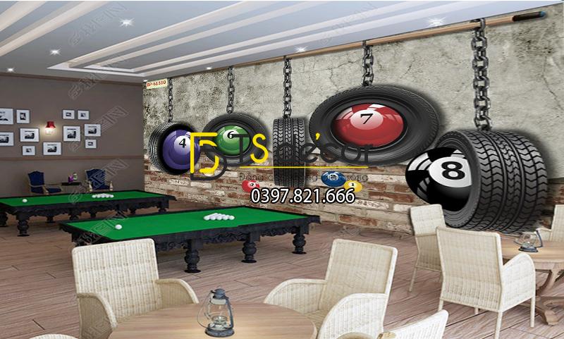 Tranh dán tường Bi-a độc đáo nền xi măng