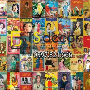 Combo 50 hình Decal dán tường Bìa Báo Cũ Việt Nam