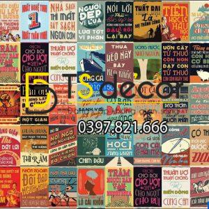 Combo 50 Tờ Decal Dán Tường Ca Dao Tục Ngữ VIỆT NAM Khổ A3,A4,A5