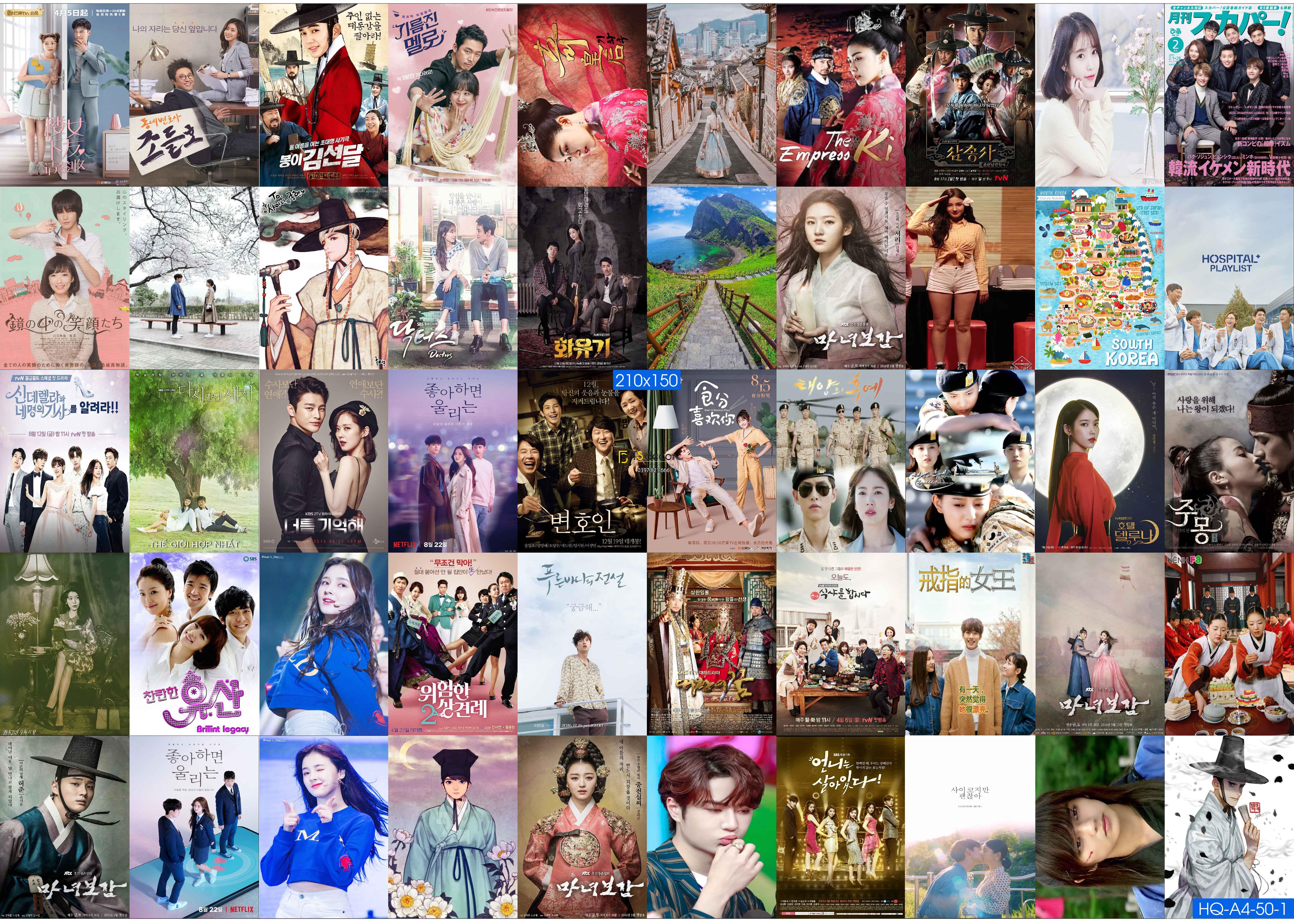 Combo 50 tờ Decal dán tường Hàn Quốc khổ A3,A4,A5